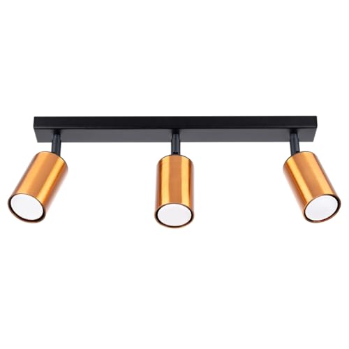 SOLLUX lighting - Winx Wandleuchte - Wandleuchten Plafond - Dekorative Lampe - Geringer Energieverbrauch - 3x max 10W, ~230V, 50Hz - Schwarz/Kupfer - 45x6x18,5cm von SOLLUX lighting