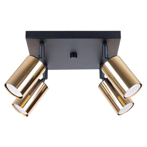 SOLLUX lighting - Winx Wandleuchte - Wandleuchten Plafond - Dekorative Lampe - Geringer Energieverbrauch - 4x max 10W, ~230V, 50Hz - Schwarz/Gold - 25x25x19cm von SOLLUX lighting