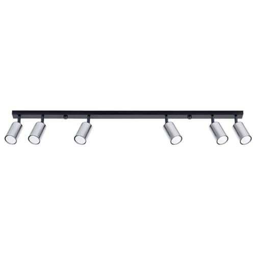 SOLLUX lighting - Winx Wandleuchte - Wandleuchten Plafond - Dekorative Lampe - LED Lampe - Geringer Energieverbrauch - GU10, 6x max 10W LED, ~230V, 50Hz - Schwarz/Chrom - 18x7x122cm von SOLLUX lighting