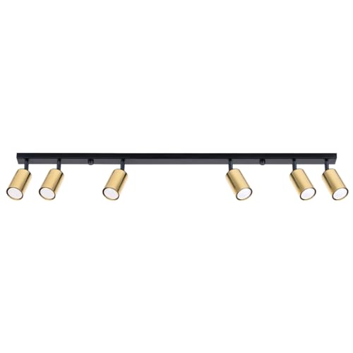 SOLLUX lighting - Winx Wandleuchte - Wandleuchten Plafond - Dekorative Lampe - LED Lampe - Geringer Energieverbrauch - GU10, 6x max 10W LED, ~230V, 50Hz - Schwarz/Gold - 118x6x18,5cm von SOLLUX lighting