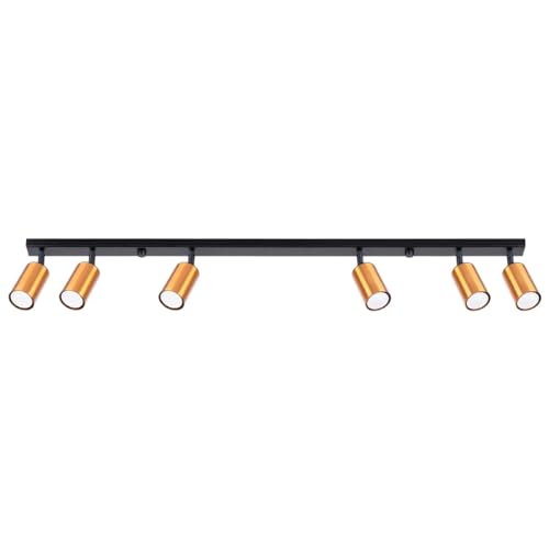 SOLLUX lighting - Winx Wandleuchte - Wandleuchten Plafond - Dekorative Lampe - Geringer Energieverbrauch - 6x max 10W, ~230V, 50Hz - Schwarz/Kupfer - 118x6x18,5cm von SOLLUX lighting
