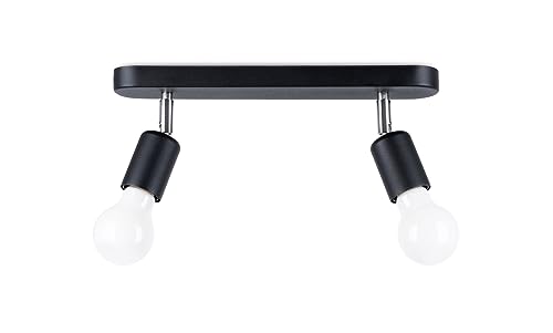 Sollux Deckenlampe Led – Deckenleuchte Wohnzimmer – Led-lampen Deckenlampen – Lampen Wohnzimmer – Glühbirne Nicht im Lieferumfang Enthalten – Wohnzimmer Deckenleuchte FORNES 2 Schwarz - E27-Fassung von SOLLUX lighting