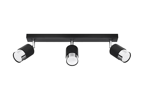 Sollux Deckenlampe Led Wohnzimmer – Led-lampen Deckenlampen – Lampen Wohnzimmer – Glühbirne Nicht im Lieferumfang Enthalten – Wohnzimmer Deckenleuchte NERO 3 Schwarz, Chrom - GU10-Fassung von SOLLUX lighting