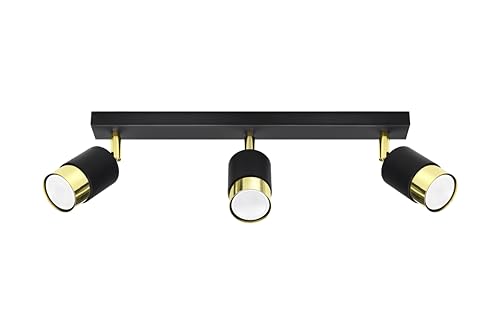 Sollux Deckenlampe Led Wohnzimmer – Led-lampen Deckenlampen – Lampen Wohnzimmer – Glühbirne Nicht im Lieferumfang Enthalten– Wohnzimmer Deckenleuchte NERO 3 Schwarz, Gold - GU10-Fassung von SOLLUX lighting