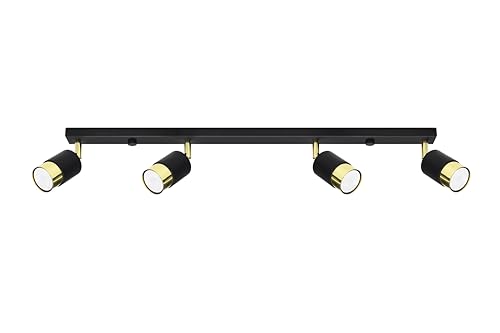 Sollux Deckenlampe Led Wohnzimmer – Led-lampen Deckenlampen – Lampen Wohnzimmer – Glühbirne Nicht im Lieferumfang Enthalten – Wohnzimmer Deckenleuchte NERO 4 Schwarz, Gold - GU10-Fassung von SOLLUX lighting