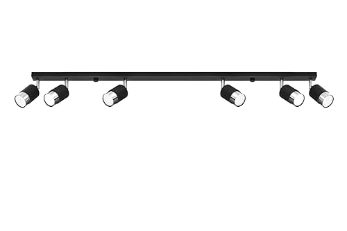 Sollux Deckenlampe Led Wohnzimmer – Led-lampen Deckenlampen – Lampen Wohnzimmer – Glühbirne Nicht im Lieferumfang Enthalten – Wohnzimmer Deckenleuchte NERO 6 Schwarz, Chrom - GU10-Fassung von SOLLUX lighting