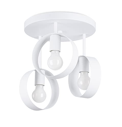SOLLUX Lighting SL.1136 LED-Deckenleuchte für Wohnzimmer, legierter Stahl, E27-Fassung, weiß, 60 Watt, 32 cm x 32 cm x 29 cm von SOLLUX lighting