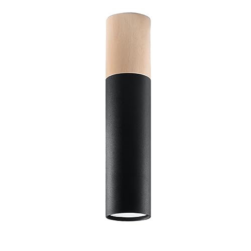 Sollux G9 Deckenlampe Led – Deckenleuchte Wohnzimmer – Led-lampen Deckenlampen – Lampen Wohnzimmer – Schlafzimmerlampe Decke – Deckenleuchte Flur PABLO Schwarz, Naturholz - G9-Fassung von SOLLUX lighting