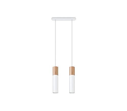 Sollux Pablo 2 Hängelampe weiß, Natur Holz 2x GU10 dimmbar 30x6x90cm von SOLLUX lighting