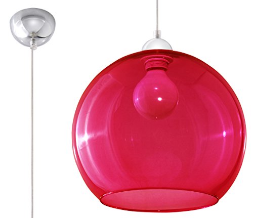 Sollux Lighting Ball Pendelleuchte, Glas, Rot, Chrome von SOLLUX lighting