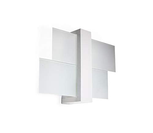 SOLLUX lighting BELEUCHTUNG Feniks 1 Wandleuchte Stilvolle Kombination aus Holzgehäuse und Glasschirm Austauschbare E27-Glühbirne, 1 x 60 W Weiß, 43 x 12 x 30 cm SL.0079 von SOLLUX lighting