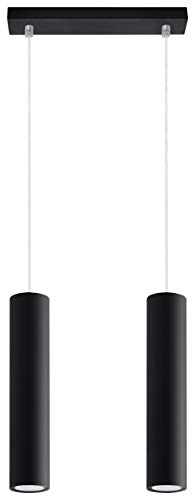 SOLLUX Hängelampe Lagos 2 Pendelleuchte für Esstisch - Zylindrische Hängelampe für Wohnzimmer, Esszimmer, Küche - Schwarzer Pulverbeschichteter Stahl 30 x 6 x 90 cm von SOLLUX lighting