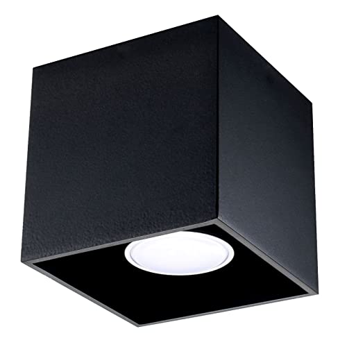 SOLLUX LIGHTING Quad 1 Deckenleuchte mit Rechteckigem Schirm - Deckenleuchte Wohnnzimmer Pendelleuchte Esszimmer Lampe - Leuchte Küche aus Aluminium in Schwarz 10 x 10 x 10 cm von SOLLUX lighting