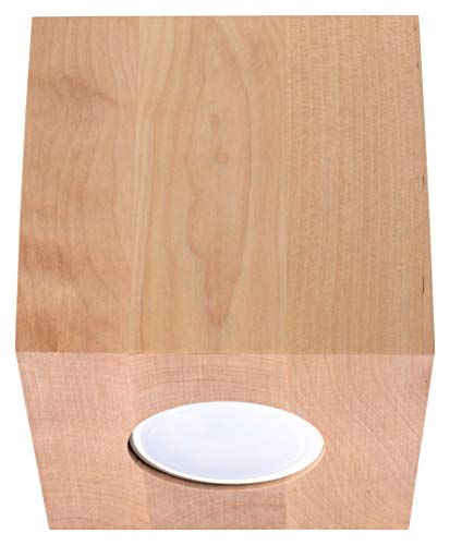 Sollux Lighting Quad Deckenleuchte | Modernes Design Mit Rechteckigem Schirm | Aus Holz Mit Austauschbarem GU10-Leuchtmittel, 1 x 40 W | Naturholz, 10 x 10 x 10 cm von SOLLUX lighting
