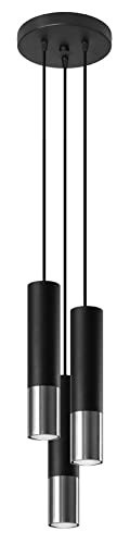 Sollux Loopez 3P Hängelampe schwarz, chrom 3x GU10 dimmbar 20x20x90cm Sollux Loopez 3P Hängelampe schwarz, chrom 3x GU10 dimmbar 20x20x90cm von SOLLUX lighting