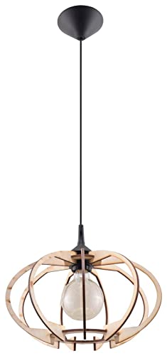 Sollux MANDELINO Holz Lamellen Hängeleuchte natur, schwarz 1-flg. E27 von SOLLUX lighting