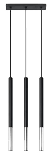 SOLLUX lighting Hängelampe Pendelleuchte Hängeleuchte - Deckenlampe Stahl - 3 Flammig - LED Lampe Glühbirne - Schwarz Chrom Mozaica von SOLLUX lighting