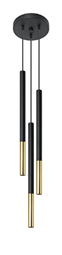 SOLLUX lighting Hängelampe Pendelleuchte Hängeleuchte - Deckenlampe Stahl - 3 Flammig - LED Lampe Glühbirne - Schwarz Golden Mozaica von SOLLUX lighting
