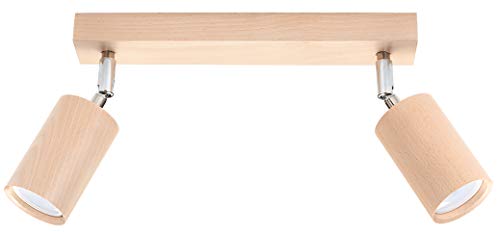 Sollux Lighting Deckenlampe Deckenleuchte Deckenstrahler Holz 2 Flammig Naturholz BERG von SOLLUX lighting