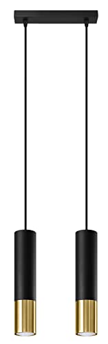 Sollux Pendelleuchte – Pendelleuchte Esstisch – Hängeleuchten & Pendelleuchten – Glühbirne Nicht im Lieferumfang Enthalten – Esstisch Pendelleuchte LOOPEZ 2 Schwarz, Golden - G9-Fassung von SOLLUX lighting