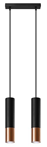 Sollux Pendelleuchte – Pendelleuchte Esstisch – Hängeleuchten & Pendelleuchten – Glühbirne Nicht im Lieferumfang Enthalten – Esstisch Pendelleuchte LOOPEZ 2 Schwarz, Kupfer - G9-Fassung von SOLLUX lighting