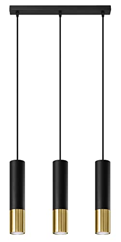 Sollux Loopez 3L Hängelampe schwarz, golden 3x GU10 dimmbar 45x6x90cm von SOLLUX lighting