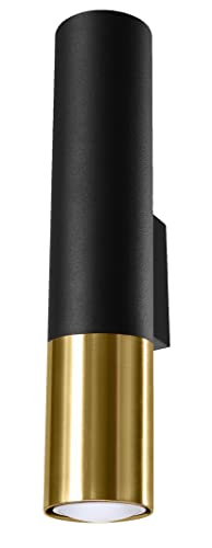 SOLLUX lighting Wandleuchte Innen - Wandlampe Stahl - 1 Flammig - LED Lampe Glühbirne - Schwarz Golden Loopez von SOLLUX lighting