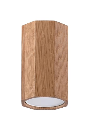 SOLLUX lighting Deckenlampe Holz Eiche Farbe achteckig Design minimalistisch modern für Schlafzimmer Wohnzimmer skandinavischer Stil GU10 A++-E 6/6/10 cm 1x Leuchtmittel Zeke 10 von SOLLUX lighting