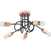 Loft Deckenleuchte Kronleuchter Loop schwarz/helles Holz für Wohnzimmer Flur 5xE27 15W EMBER Sollux Lighting Loft Deckenleuchte Kronleuchter Loop schwarz/helles Holz für Wohnzimmer Flur 5xE27 15W EMBER Sollux Lighting von SOLLUX