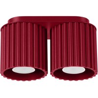 Moderne burgunderrote ovale Deckenleuchte 21 cm gerillte Spots 2xGU10 10W AURA Sollux Lighting von SOLLUX