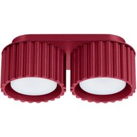 Moderne burgunderrote ovale Deckenleuchte 21 cm gerillte Spots 2xGX53 10W AURA Sollux Lighting von SOLLUX