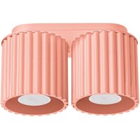 Moderne pfirsichfarbene ovale Deckenleuchte 21 cm gerillte Spots 2xGU10 10W AURA Sollux Lighting von SOLLUX
