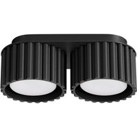 Moderne schwarze ovale Deckenleuchte 21 cm gerillte Spots 2xGX53 10W AURA Sollux Lighting von SOLLUX