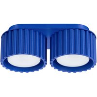 Moderne ultramarinblaue ovale Deckenleuchte 21 cm gerillte Spots 2xGX53 10W AURA Sollux Lighting von SOLLUX