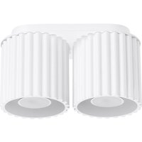 Moderne weiße ovale Deckenleuchte 21 cm gerillte Spots 2xGU10 10W AURA Sollux Lighting von SOLLUX