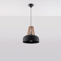 Sollux - SL.0390 Pendelleuchte casco schwarz/ Holz l: 30, b: 30, h: 100, Fassung E27, dimmbar von SOLLUX