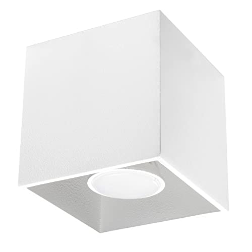 Sollux Lighting Quad 1 Deckenleuchte mit Rechteckigem Schirm - Deckenleuchte Wohnnzimmer Pendelleuchte Esszimmer Lampe - Leuchte Küche aus Aluminium in Weiß 10 x 10 x 10 cm von SOLLUX lighting
