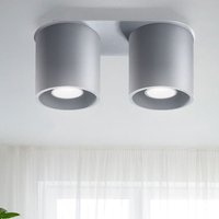 Sollux - Deckenstrahler modern Designer Küchenlampen Strahler 2 flammig Deckenlampe Spots, Aluminium grau, 2x GU10, LxH 26 x 12 cm von SOLLUX