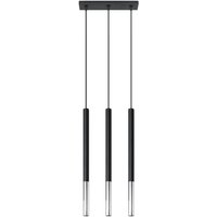Pendelleuchte 3-flammig Metall Hängelampe Esszimmer Design Pendelleuchte 3 flammig schwarz, aus Stahl mit chrom Akzent, 1x G9, DxH 8x110 cm von SOLLUX
