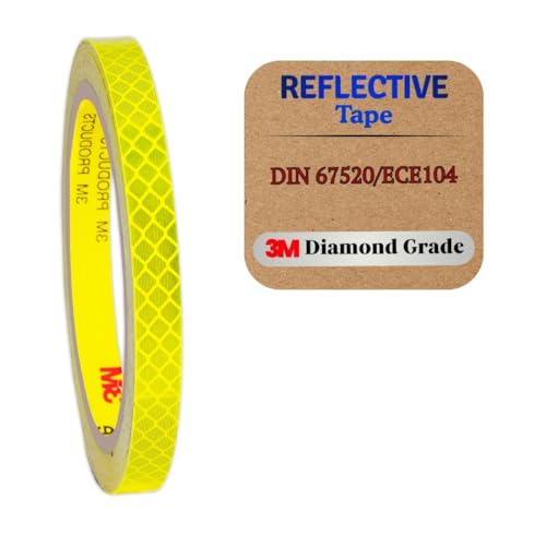 Reflektierende Reflektorband Reflektorfolie Sicherheitswarnband Wasserdicht Reflexfolie Autos Motorräder Helm Fahrrad hergestellt mit 3M 4083 Diamond Grade (10mm X 5meter gelb) von SOLNIT