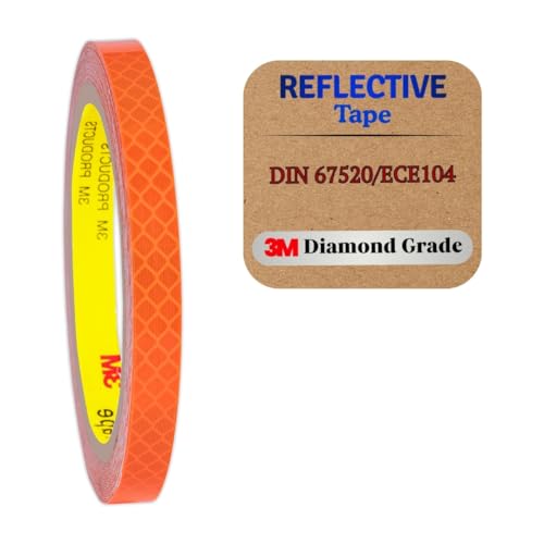 Reflektierende Reflektorband Reflektorfolie Sicherheitswarnband Wasserdicht Reflexfolie Autos Motorräder Helm Fahrrad hergestellt mit 3M 4084 Diamond Grade (10mm X 5meter Orange) von SOLNIT