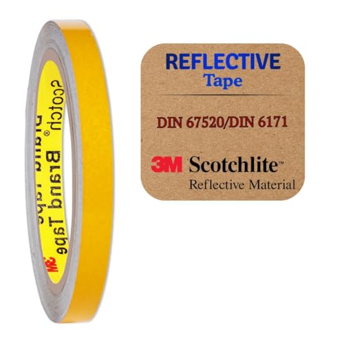 Reflektorband Reflektorfolie reflektierendes Klebeband Sicherheitswarnband Wasserdicht Reflexfolie hergestellt mit 3M 610C (Yellow, 5mm x 10meter) von SOLNIT