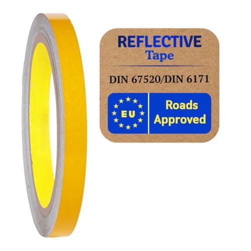 SOLNIT Reflektorband Reflektorfolie reflektierendes Klebeband Sicherheitswarnband Wasserdicht Reflexfolie hergestellt mit 3 M 610C (Yellow, 15mm x 10meter) von SOLNIT