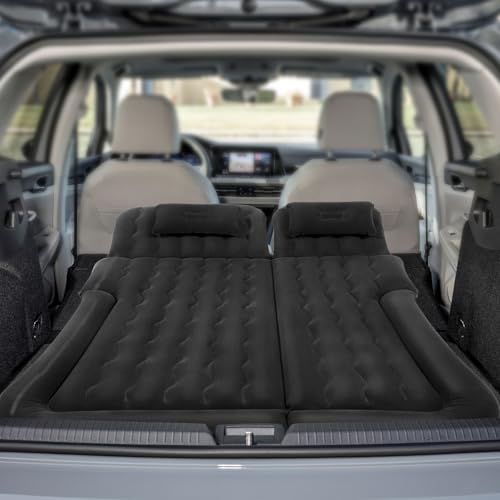 SOLOCJNL Auto Matratze, Auto Luftmatratze mit Elektropumpe Faltbar Automatratze Camping Aufblasbaren Autobett 2000kg Traglast Wasserdicht Weich SUV Autobett mit 2 Kissen, Tragetasche von SOLOCJNL