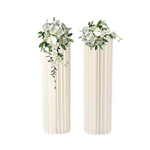 SOLOCJNL Pappe Hochzeit Vasen Set 2-teilig, 100cm Hochzeit Centrepieces hoher Blumenständer Centrepieces Ständer PVC-Platten Mittelstücke Geometrische Vasen von SOLOCJNL