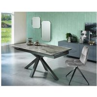 Ausziehbarer Tisch von 160 cm auf 240 cm, moderne Keramikplatte auf anthrazitfarbenem Marmor aus gehärtetem Glas von SOLOLED