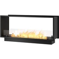 Sololed - Bioethanol-Kamin 2Side 1200 Slim Einbau mit zwei Fronten - Mattschwarz, mit Glas, 4L Brenner, Modernes Design von SOLOLED