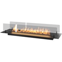 Sololed - Insert Black 1000 Einbau- oder freistehender Bioethanol-Kamin – Schlanker schwarzer Biokamin mit zwei Glasscheiben, 2-Liter-Tank – 100 cm von SOLOLED