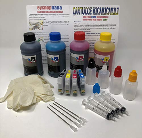 Nachfüllkartuschen für PKW ESET + 1000 ml Tinte für EPSON Expression Home XP-252 XP-255 XP-257 XP-352 XP-355 XP-452 XP-455 von SOLOSHOPITALIA