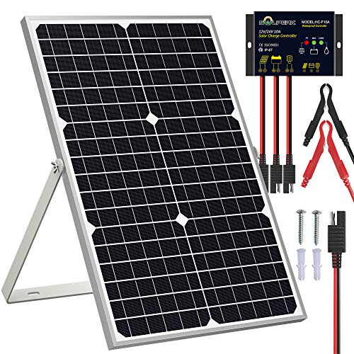 SOLPERK Solar Panel Kit 30W 12V, Solar Battery Trickle Charger Maintainer + Upgrade Waterproof Controller + Adjustable Mount Bracket for Boat Car RV Motorcycle Marine Automotive von SOLPERK